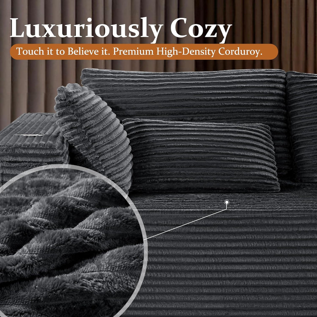 108" Oversized Cloud Sectional Couch, Comfort U Shaped Boneless Couch , Extra Deep Seats No Assembly, Modular Sofa