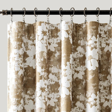 100% Blackout Taupe Floral Curtains,Vintage 96 Inch Thick Window Drapes 2 Panels Set Thermal Insulated Chenille
