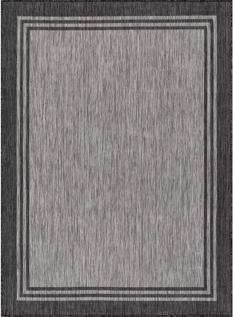 Bordered Outdoor Rug 5x7 Washable Outside Carpet Patio Porch Waterproof Easy Cleaning Non Shedding Area Rugs Dark