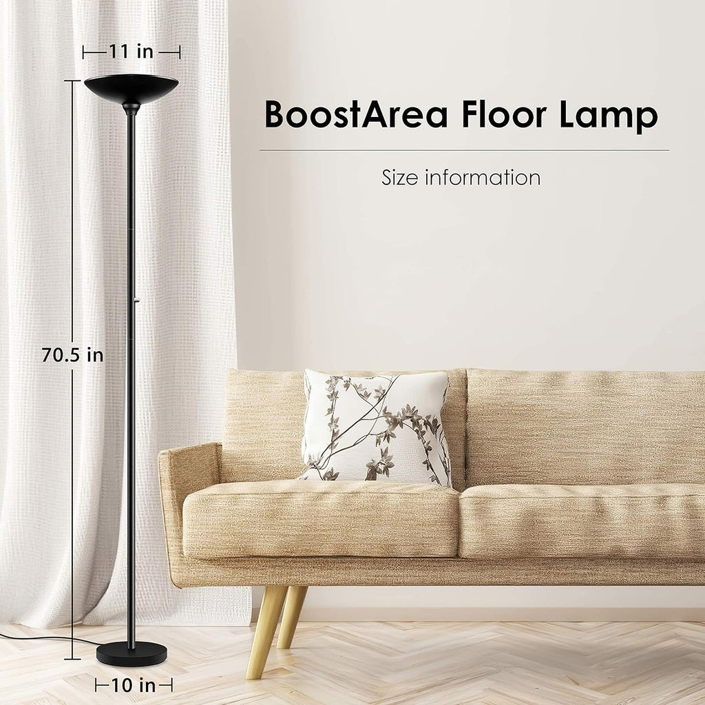 Torchiere Floor Lamp, 30W Super Bright LED Standing Lamp, Stepless Dimmable Pole Lamp with 3000K Lighting