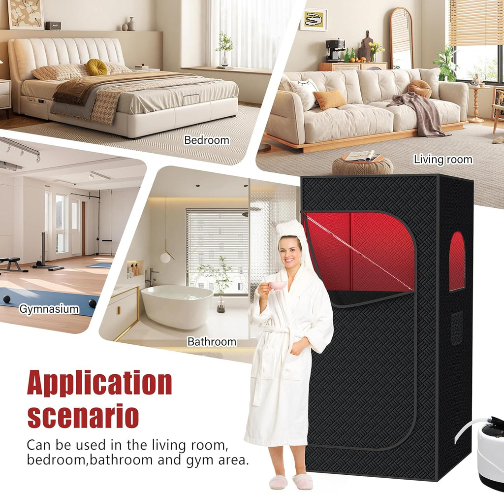 Sauna Box, Portable Steam Sauna for Home with 1000W 3L Steamer, 9-Level Temperature Control & Remote