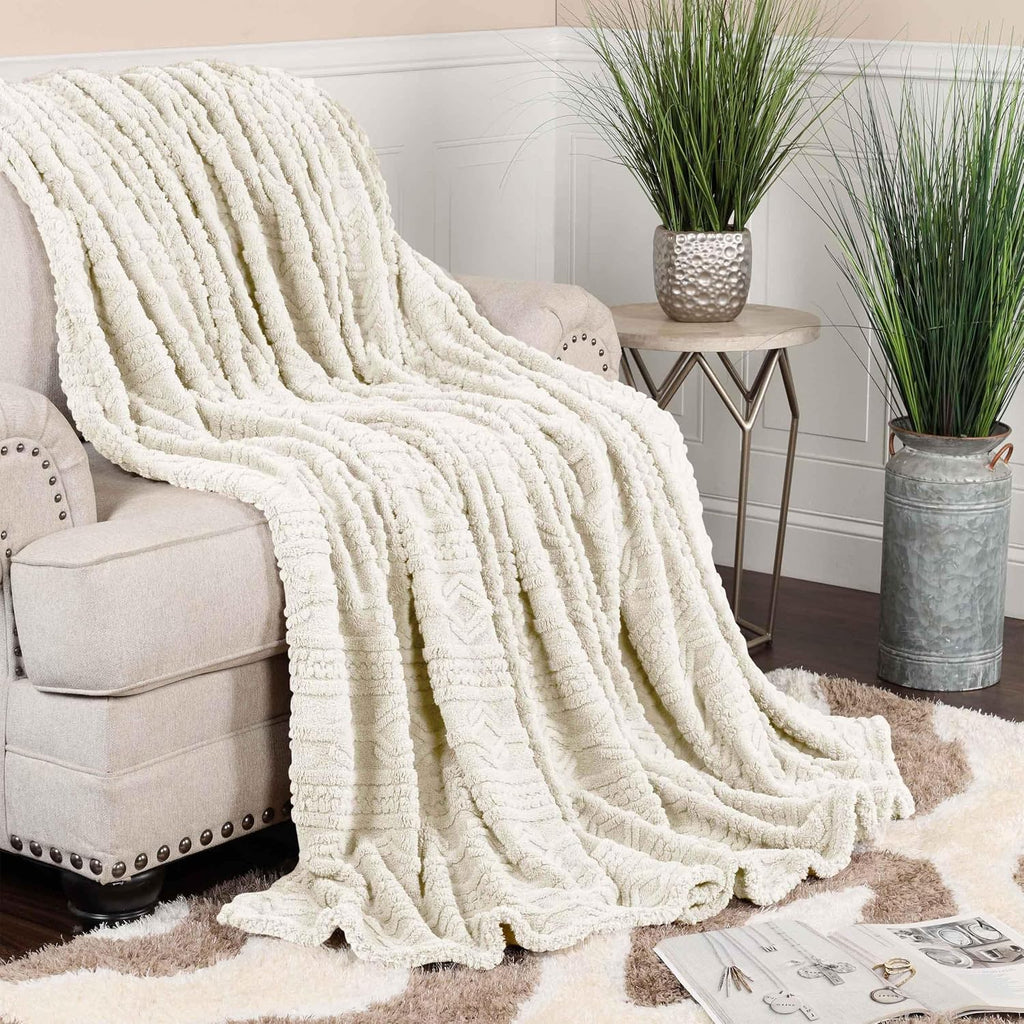 Fleece Boho Jacquard Blanket, Decorative Blankets, Fuzzy, Plush, Fluffy, Soft, Room Decor, Beautiful Cover, Comfort