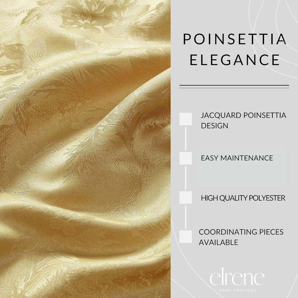 Home Fashions Poinsettia Elegance Jacquard Christmas/Holiday Wrinkle Resistant Dining Tablecloth, 60