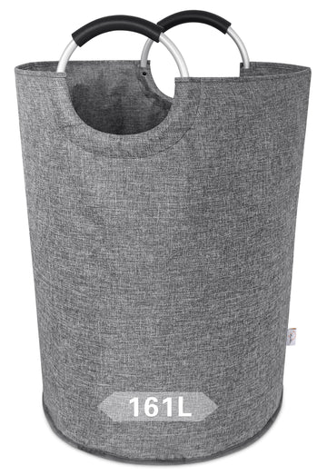 Oversized Laundry Basket, Huge Laundry Hamper Bag with Handles, 160L Grey