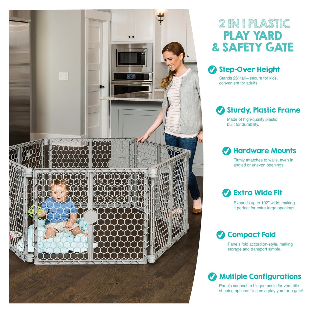 Safety 192" Plastic Super Wide Baby Gate & Play Yard with Door
