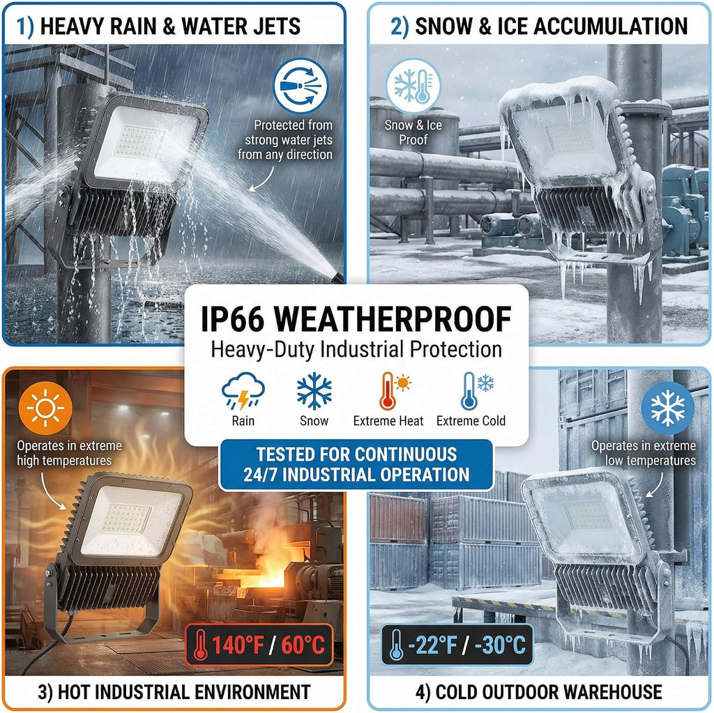 200W LED Flood Light Outdoor 20000LM Super Bright IP66 Waterproof Commercial Stadium Lights, 6500K Daylight White