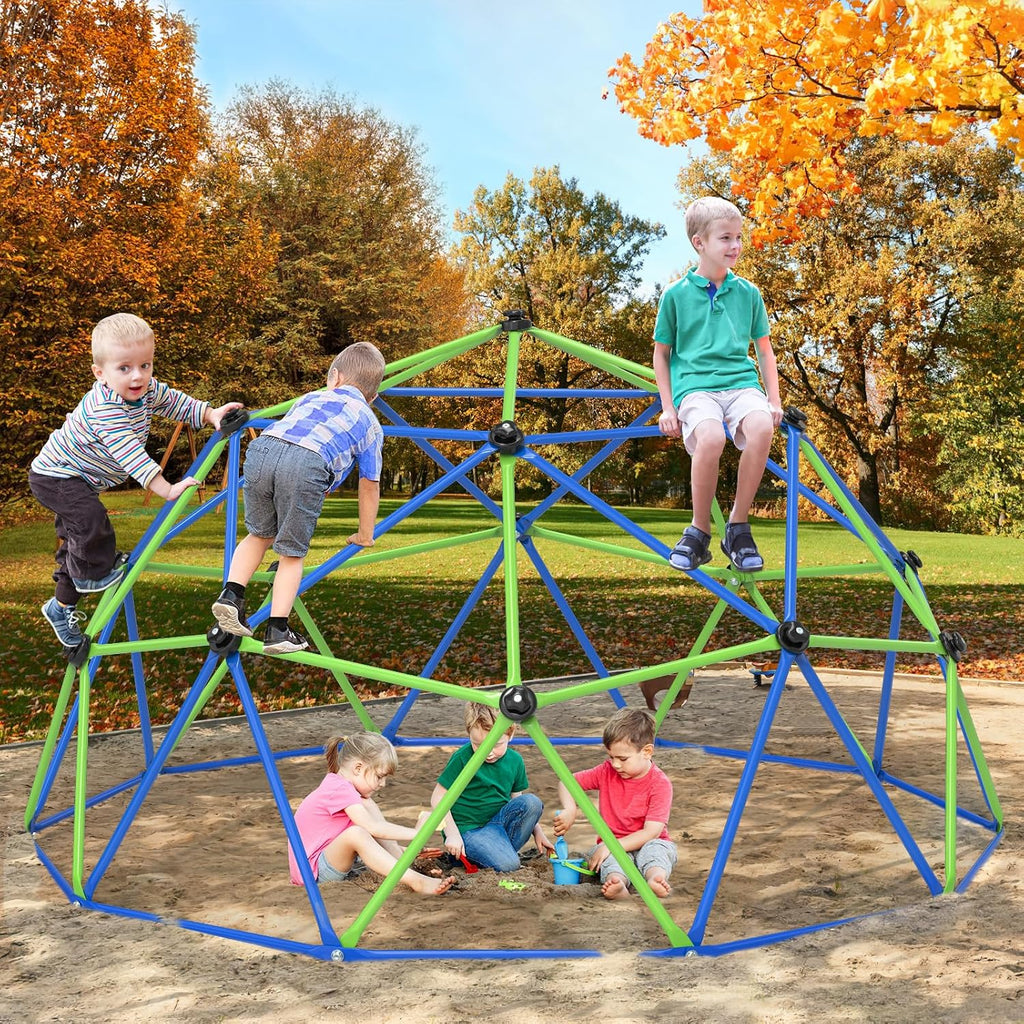 Climbing Dome for Kids, 10FT Geometric Dome Climber, Frog Grips | Spacious 10FT geometric frame with colorful frog
