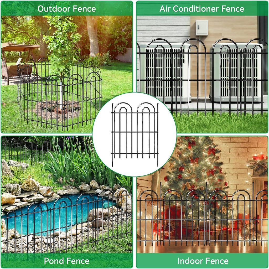 25 Panels Decorative Garden Fence, 32 in(H) X 50 ft(L) No Dig Dog Fence Outdoor for Yard, Rustproof Tall Metal Garden