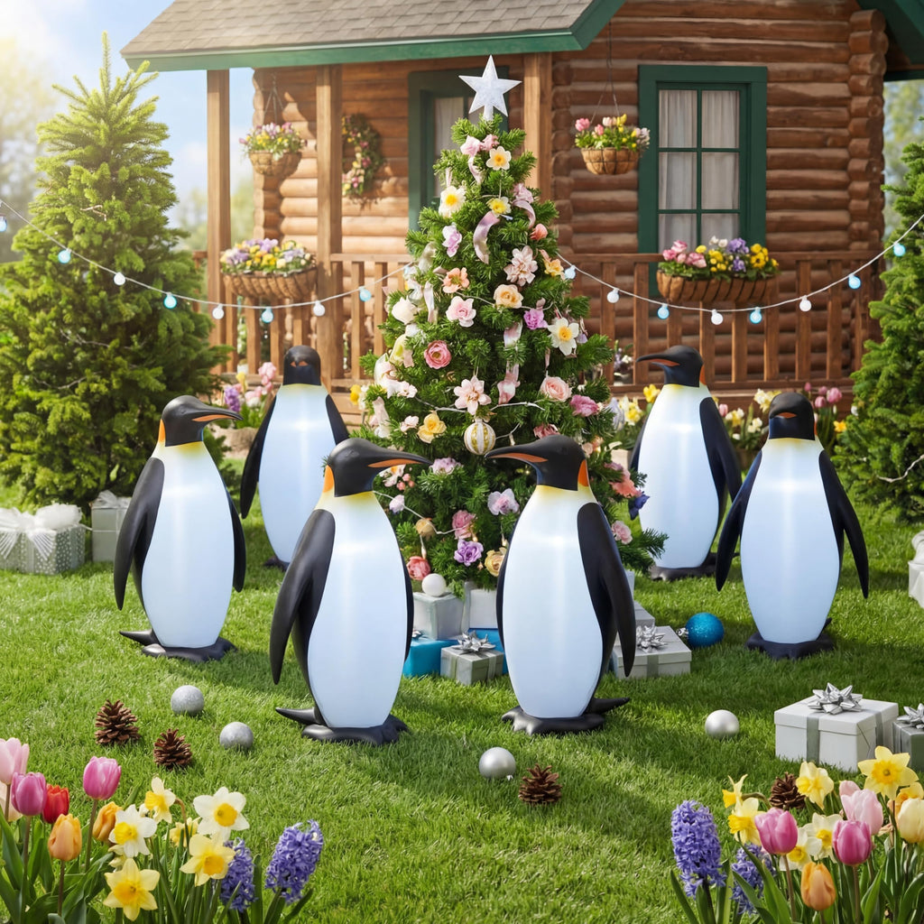 6 Pcs 20.5" Penguin Birthday Decorations, Inflatable Penguins