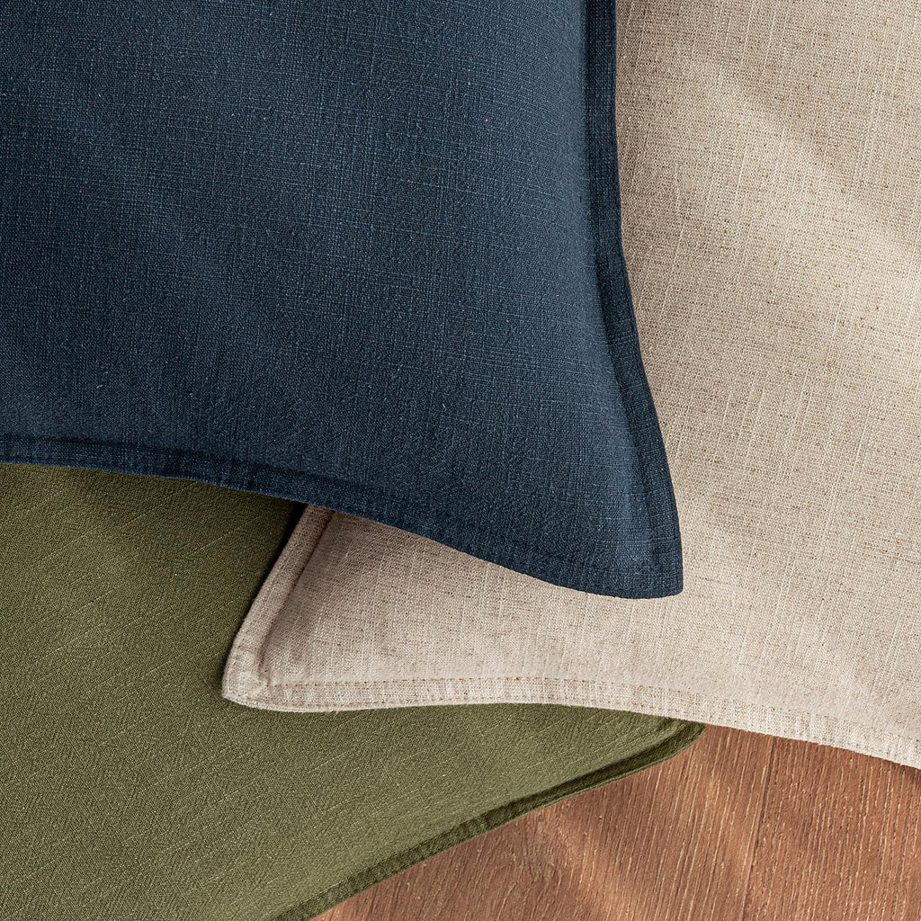 Linen Solid Euro Throw Pillow Covers 24x24 Inch Navy Blue