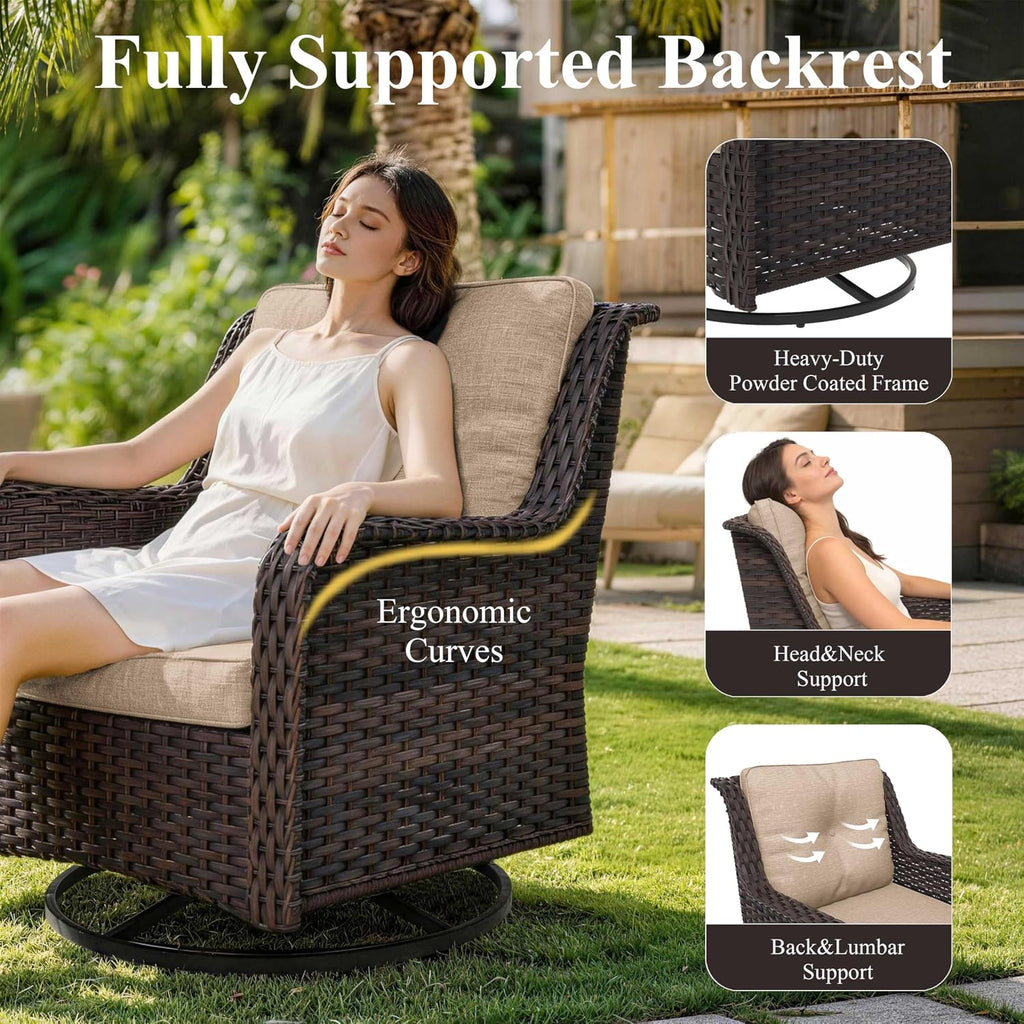 8-Piece Patio Furniture Set, Outdoor Thick Wicker Sectional Sofas with 2 Swivel Chairs, High Back Patio Sectional