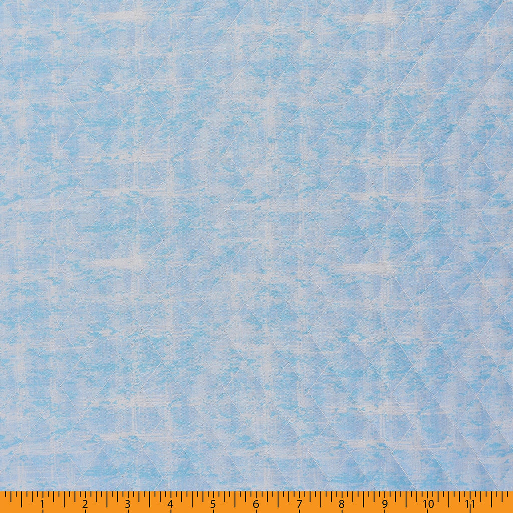 Double Faced Quilted Cotton, Daisy Floral Lt Blue