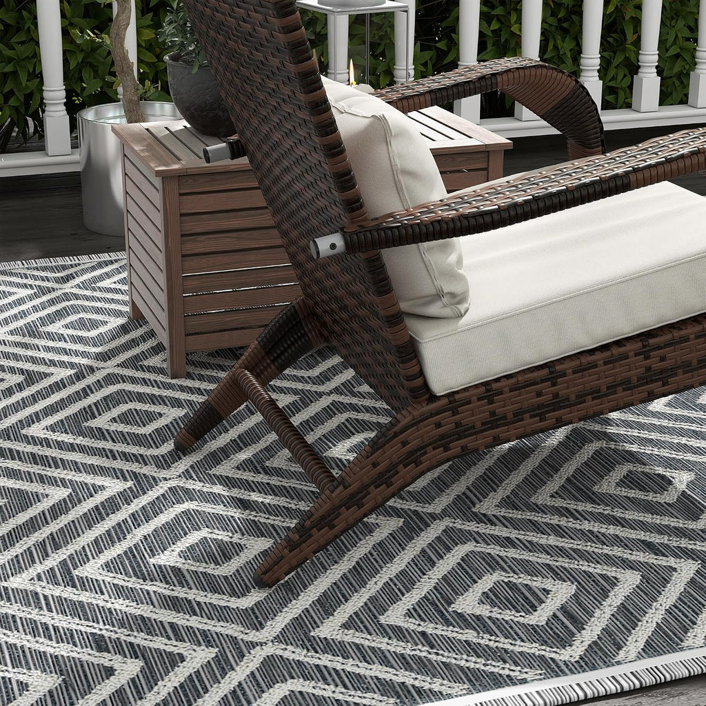 Patio Wicker Adirondack Chair with Ottoman High-Back Cream White | Outdoor Fire Pit Chair, Cushions, Large Seat &
