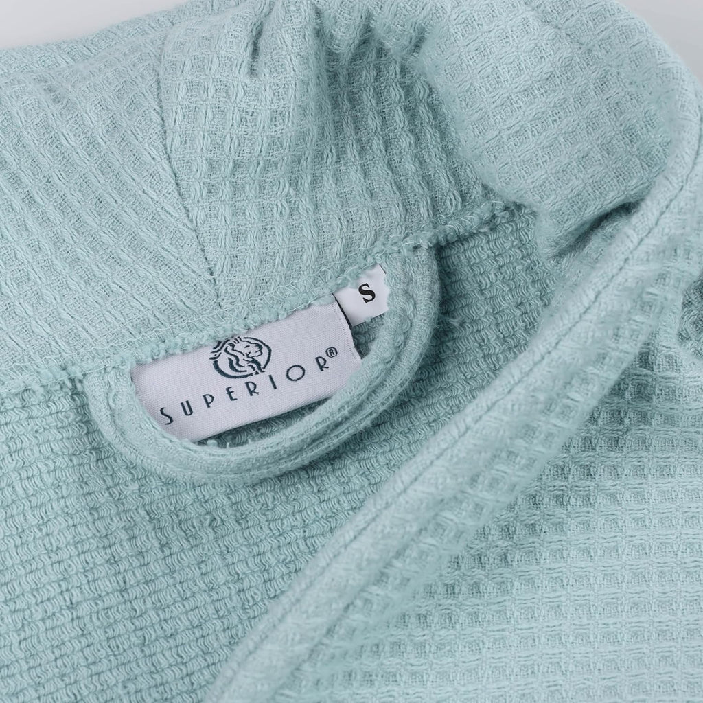Waffle Weave Cotton Unisex Bathrobe with Belt, Soft and Absorbent Robe for Men and Women Bath Essentials Robes