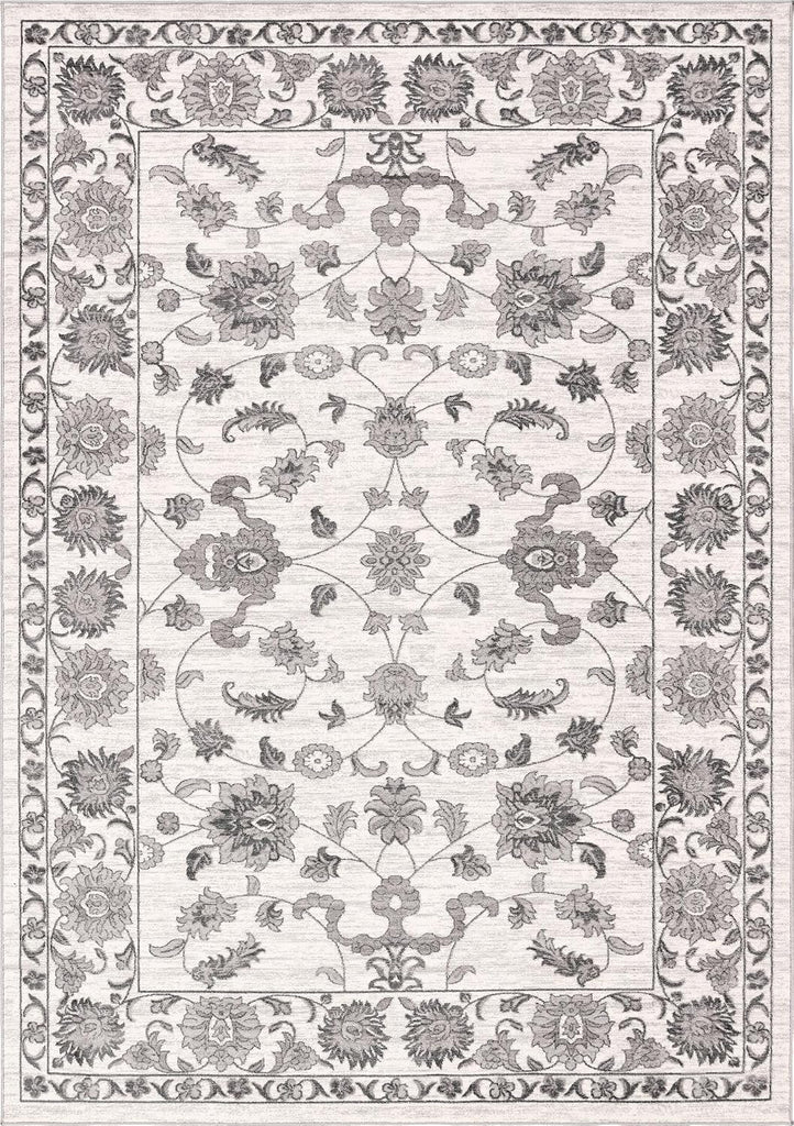 Boston Rug - 9' 10 x 14' 1 White Gray Easy-Clean Rug - Floral Botanical Motif