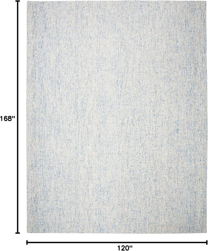Abstract Collection Area Rug - 10' x 14', Ivory & Blue, Handmade Wool, Ideal for High Traffic Areas in Living Room
