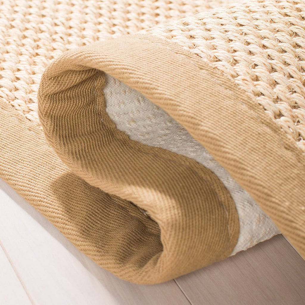 Area Rug 6x8 - Natural Fiber Collection - Maize & Linen Color, Sisal, Woven Design with Border (NF141B)
