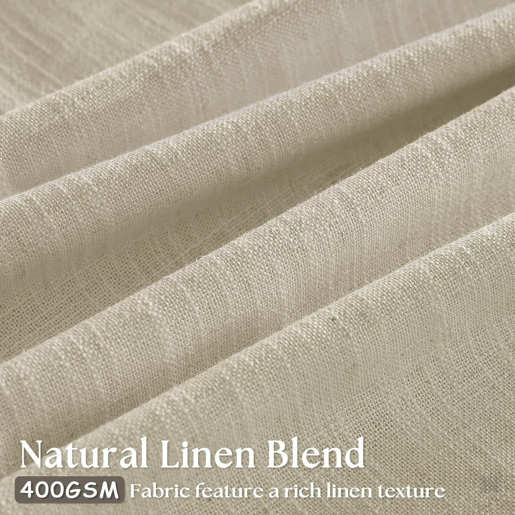 Neutral Oatmeal Linen Pinch Pleated Curtains Long 2 Panels