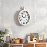 Menterry Oval Retro Wall Clock, Rustic Vintage Style, White Antique Design