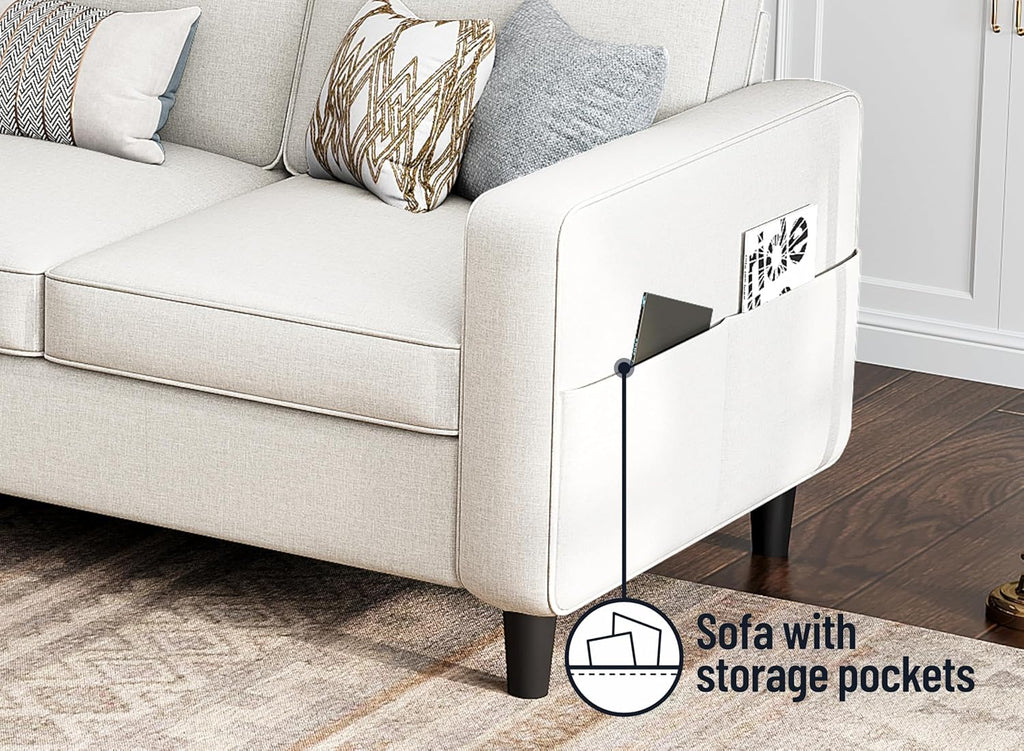Sectional Couches for Living Room Convertible 3 Seater Sofas 78" L Shaped Couch with Removable Storage Ottoman Modern