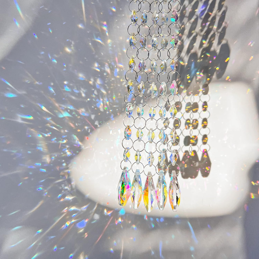 10 Pack Teardrop Crystals Garland, Crystal Teardrop Chandelier Replacement - AB Colorful Hanging Glass Crystals for