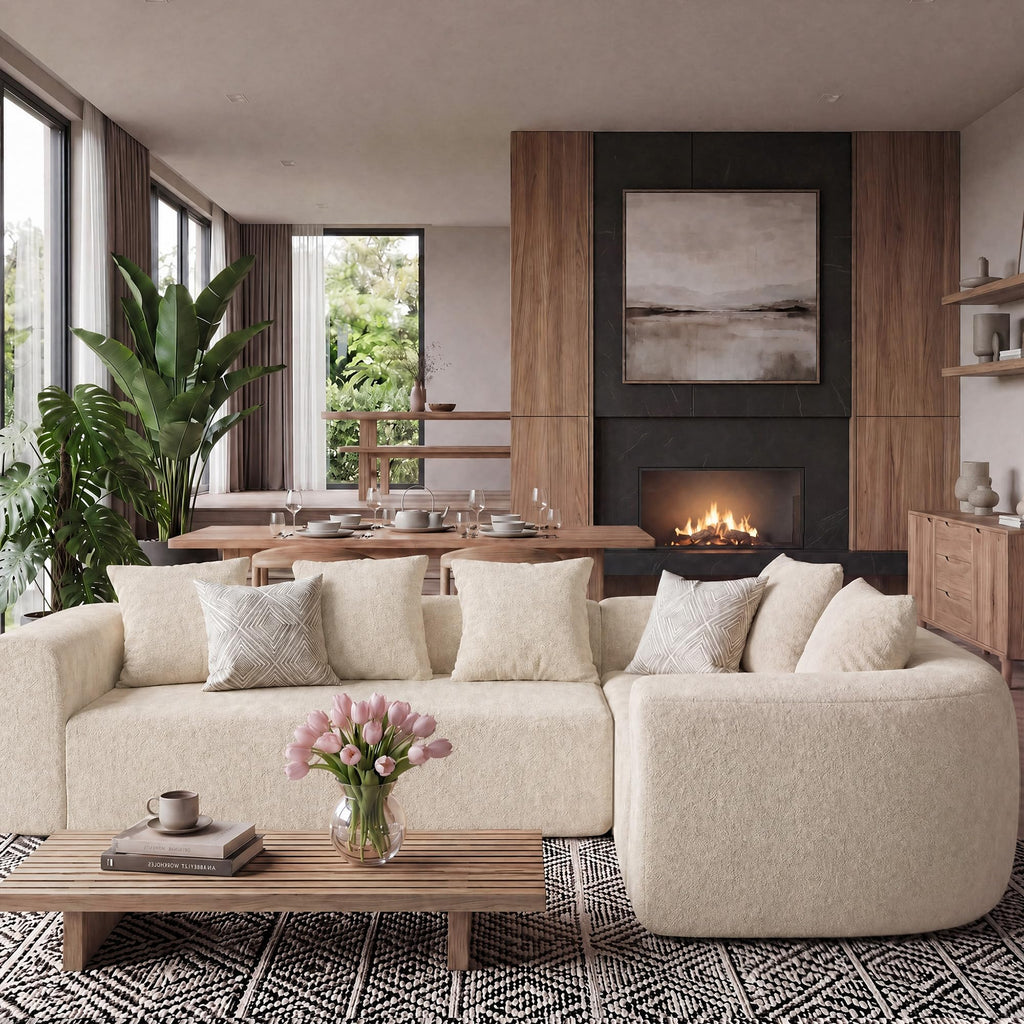 106" Boneless Couches, Modular Sectional Sofa, Beige
