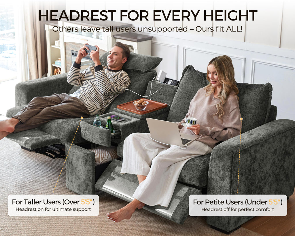 103" Modular Power Reclining Sectional 2 Seater Loveseat Sofa, Chenille