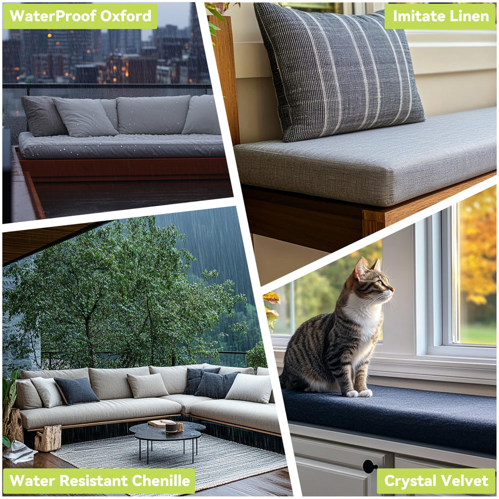 Custom Size Cushion Cover, Replaceable Bench Cushion/Chair/Window Seat Cushion Cover, Indoor/Outdoor Furniture