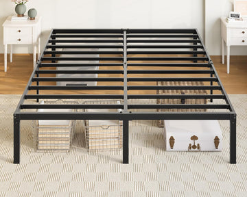 Full Bed Frame, 14 inch Metal Platform Beds with Storage Space, No Box Spring Needed and Easy Assembly, Black