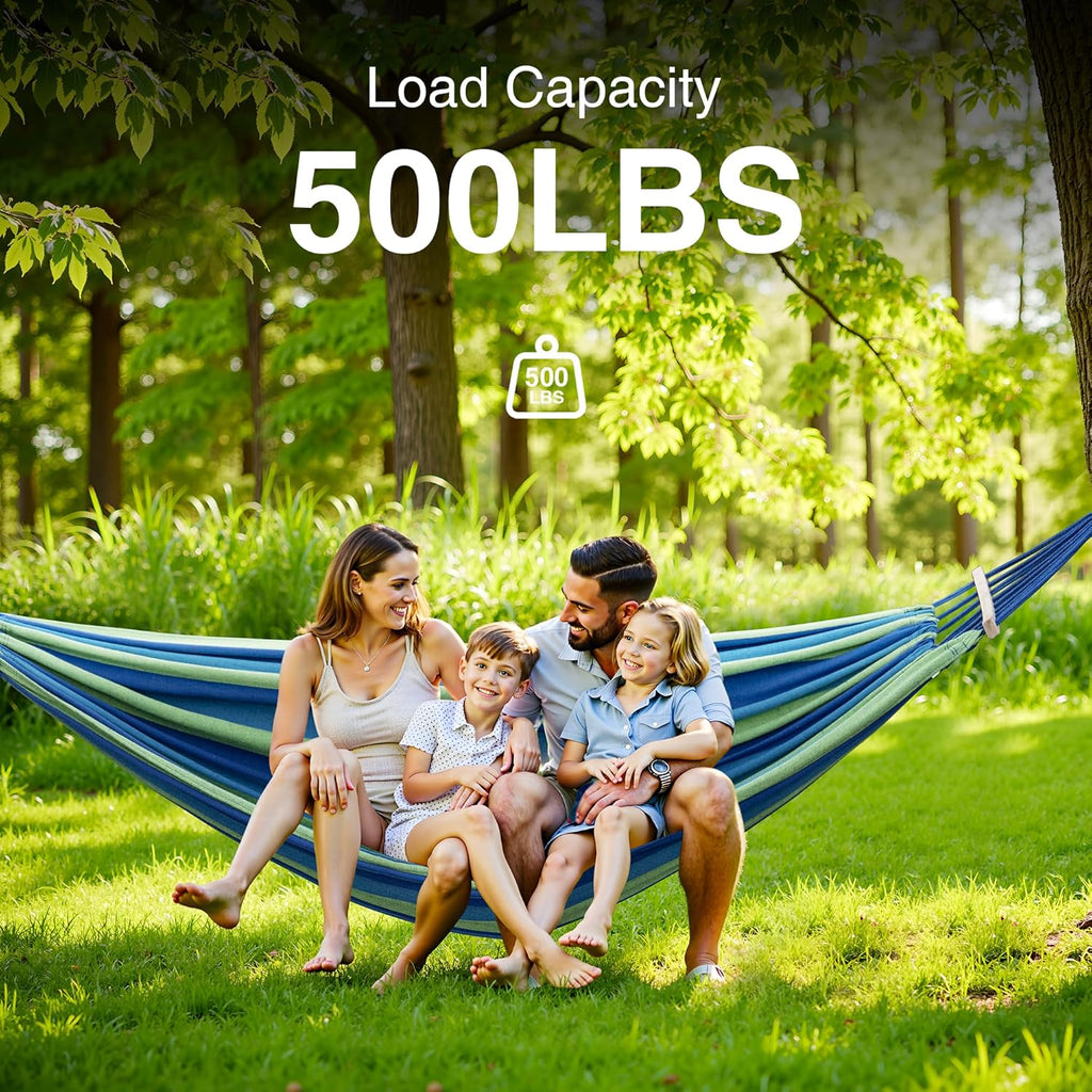 Double Hammock with Stand, 2 Person Hammock with Anti-Rollover Spreader Bar, Adjustable Height Heavy Duty Steel