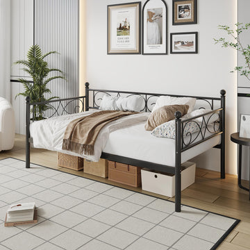 Twin Size Daybed Frame, Metal Sofa Day Bed Frame, Black