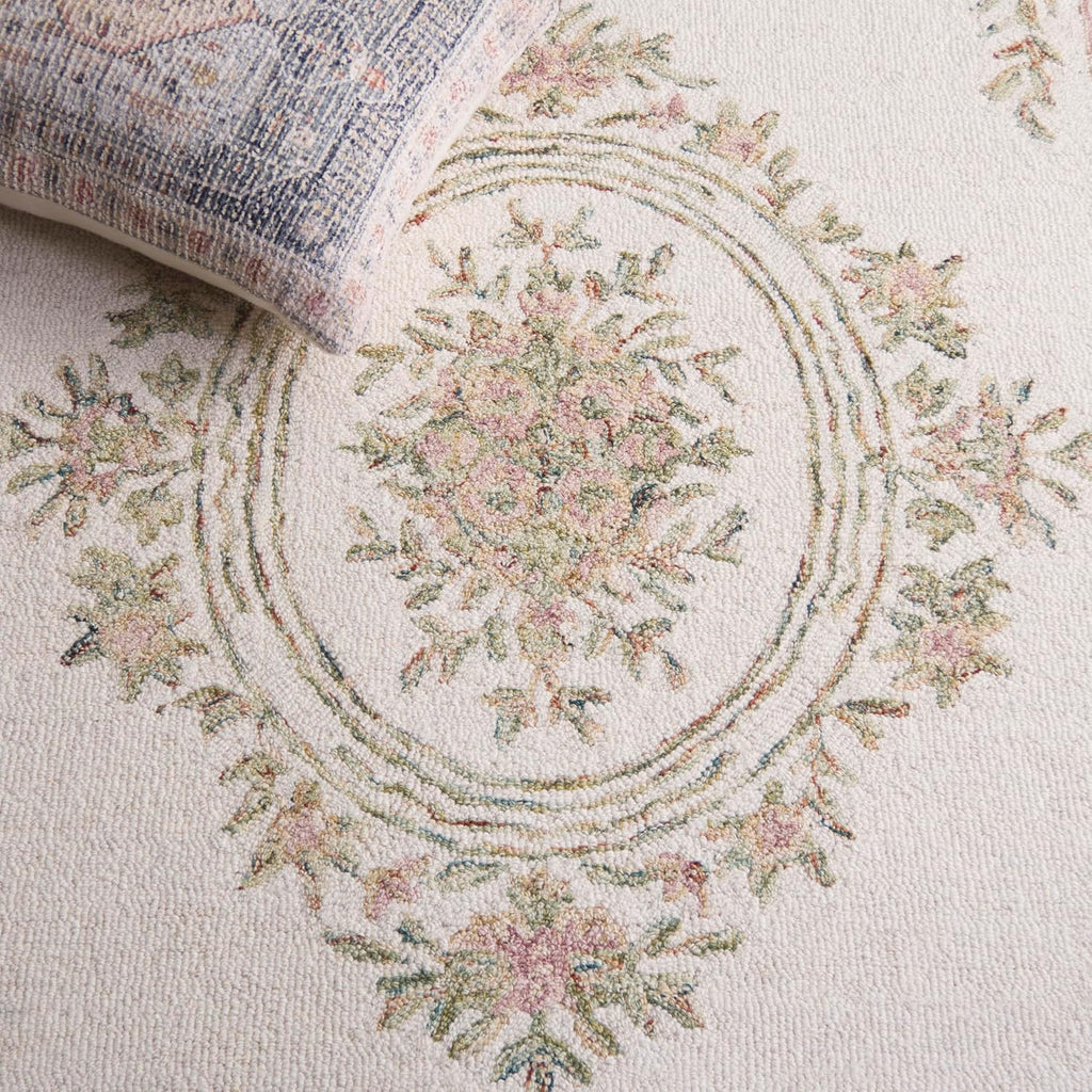 Area Rug 8x10 - Micro-Loop - Large - Ivory & Fuchsia, Handmade Wool
