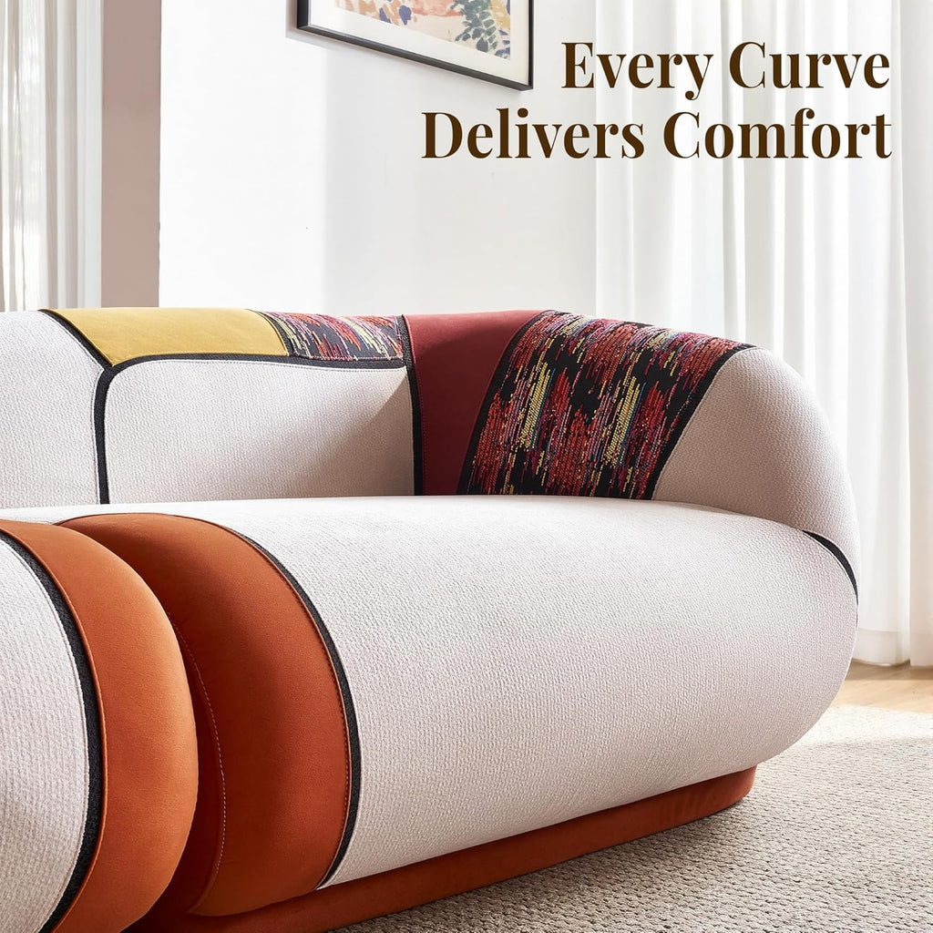 102" Oversized Modern Curved Sofa, Minimalist 4-Seat Chenille Couch for Living Room Apartment