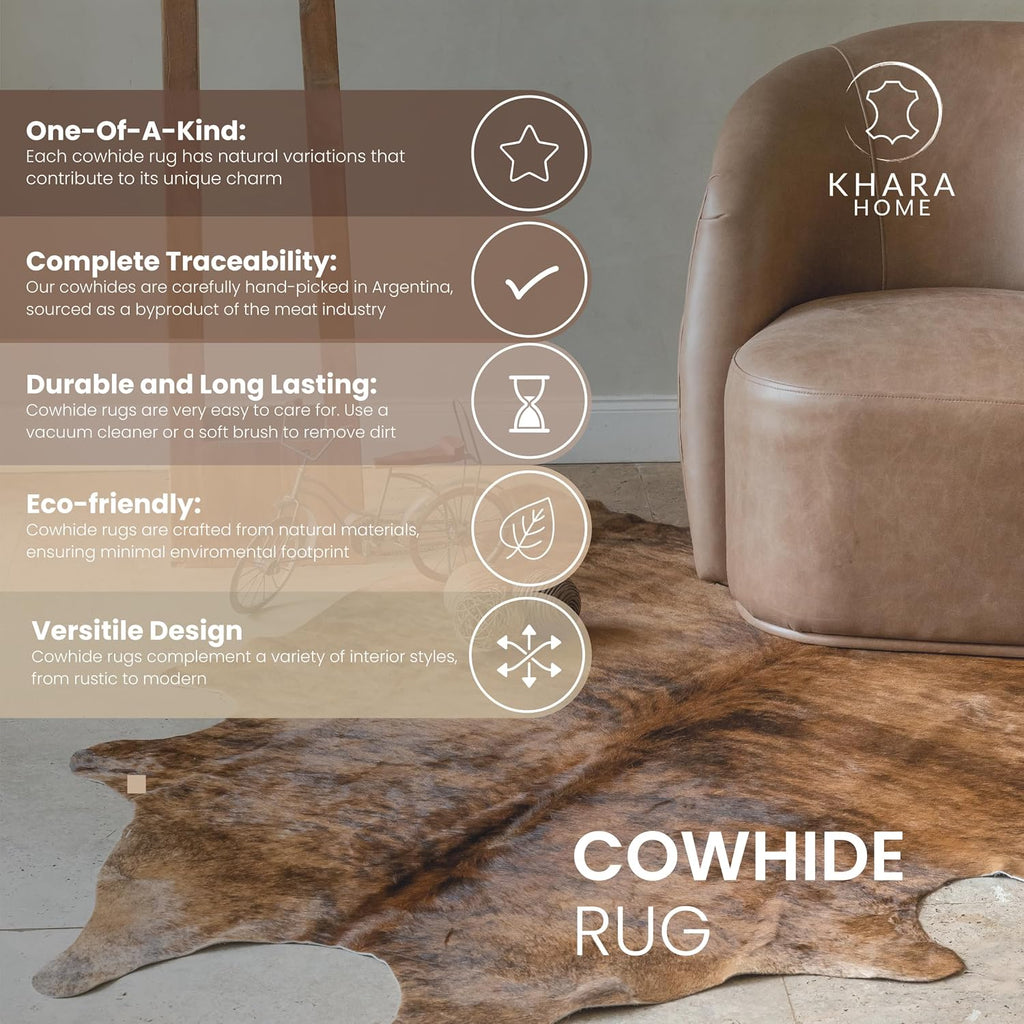 Premium 100% Genuine Cowhide Rug (4-5 Ft) Hand-Picked Solid Black Leather Area Rug, Cozy, Unique, and Durable - from