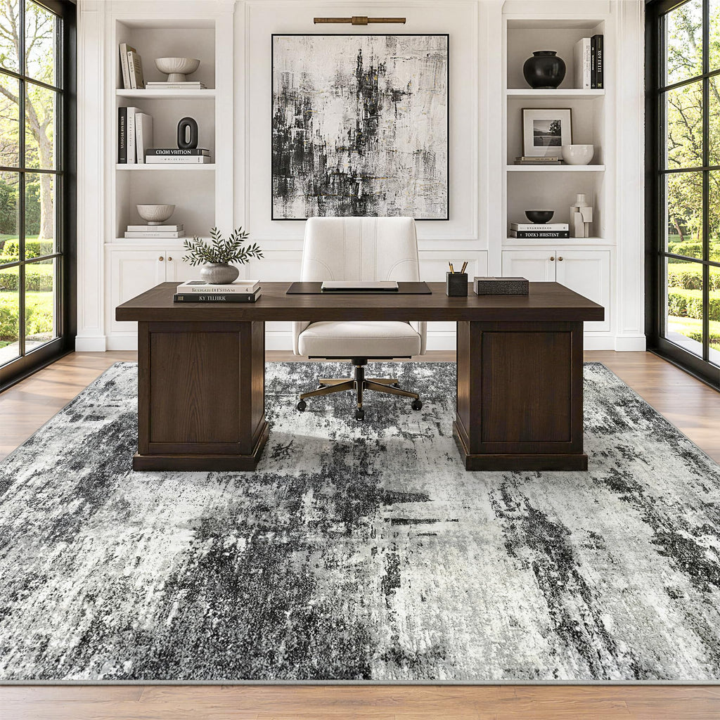 Area Rugs Abstract Washable Black Rug