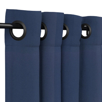 Canvas Navy Outdoor Curtain with Dark Gunmetal Grommets 50 in. Wide x 84 in. Long