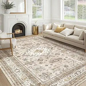 10x14 Area Rug, Washable, Traditional, Beige