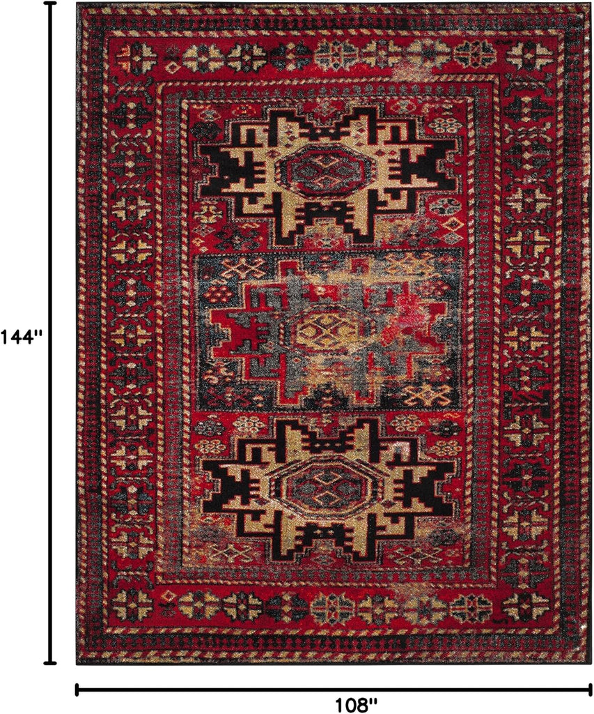 Vintage Hamadan Area Rug - 9' x 12', Red & Multi, Oriental Traditional Persian Design, Non-Shedding & Easy Care