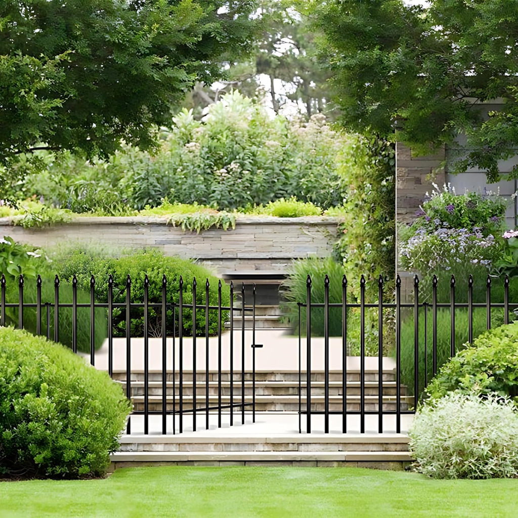 Metal Garden Fence 36" H x 28" W, 5 Panels (4 Panels + 1 Gate), Total 11.6 feet, Metal Border Folding Fence