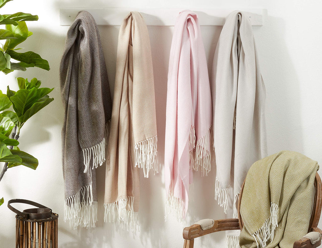 . Herringbone Throw, Grass, 50"x60"