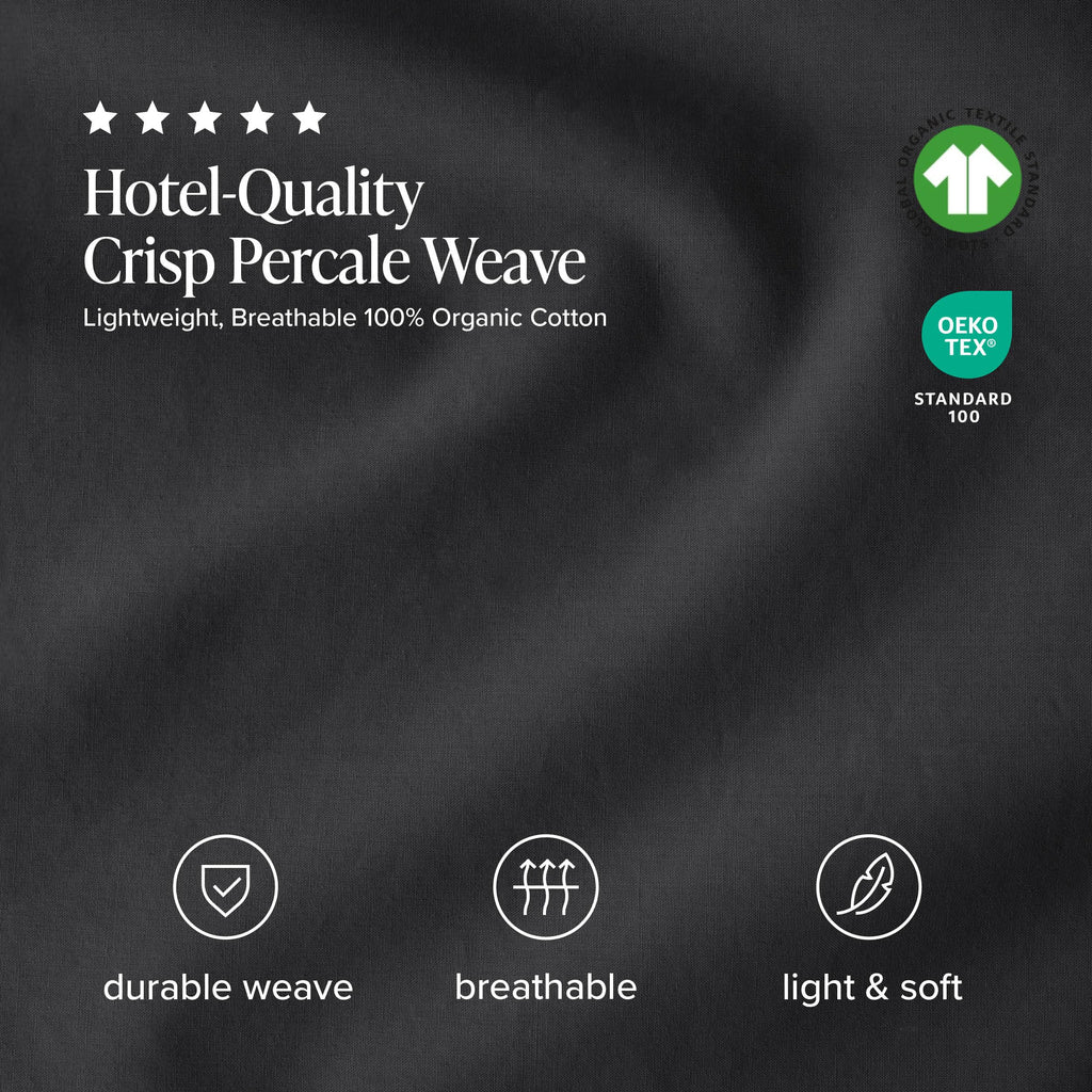 100% Organic Cotton Percale Sheet Set (Queen, Black)