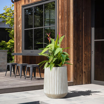 16.1" H Concrete Tall Planter, Large Outdoor Indoor Plant Pot | Drainage Hole with Rubber Plug, Round
