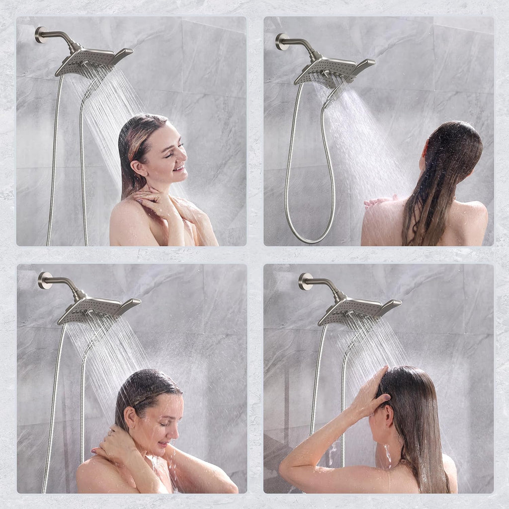 High Pressure Shower Head Combo with Two Spray Setting Fixed Shower Head and Two Spray Settings Handheld Shower Head