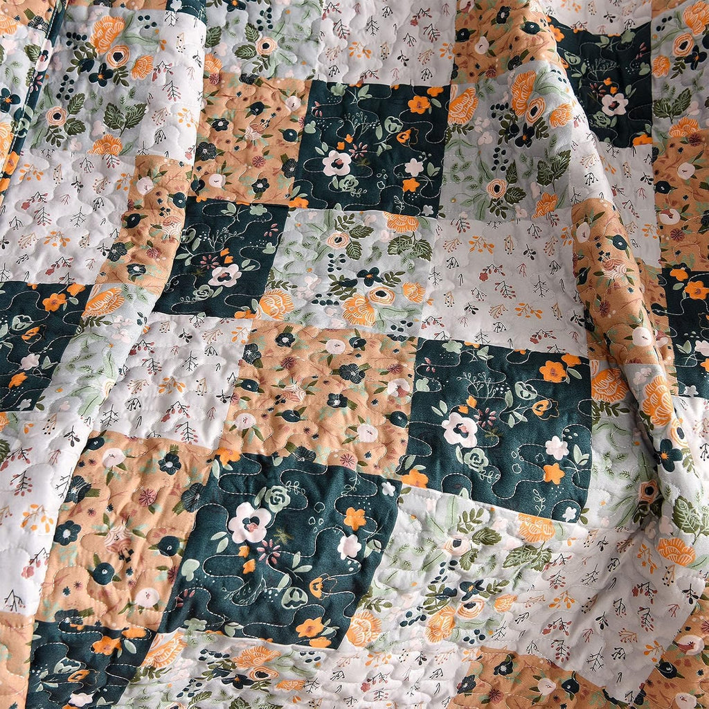 60"x 80" Boho Quilted Throw Blanket, Plaid Quilt Throw