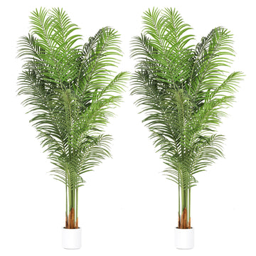 Artificial Palm Tree 7.2Ft Tall Large Fake Plant Indoor Decorative Faux Silk Green Potted Plants Living Room Outdoor