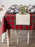 Farmhouse Christmas Plaid Dining Table & Kitchen Décor, Holiday Tablecloth, 70" Round, Red & Green