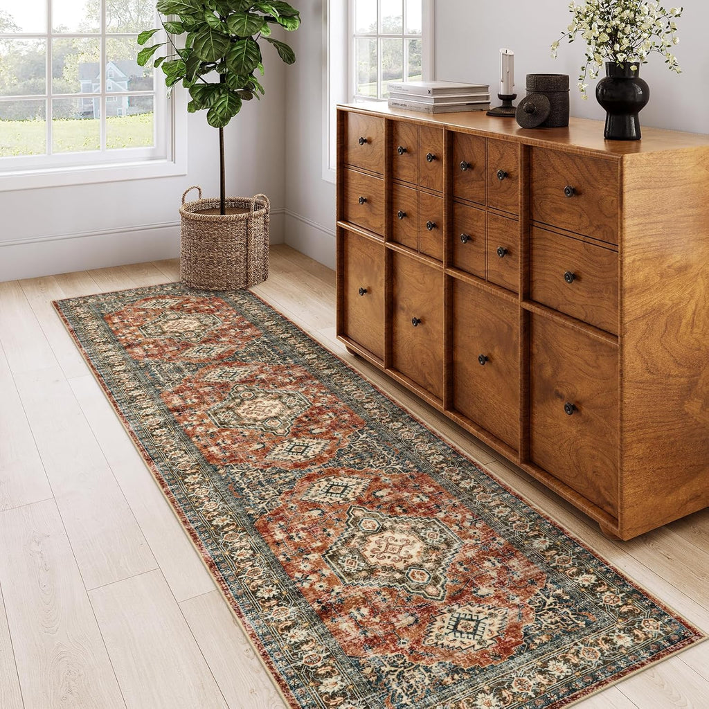 Oriental Hallway Runner Rug Non Slip, 2.5x8 Kitchen Washable Runner Soft Hallway Rug, Traditional Ul