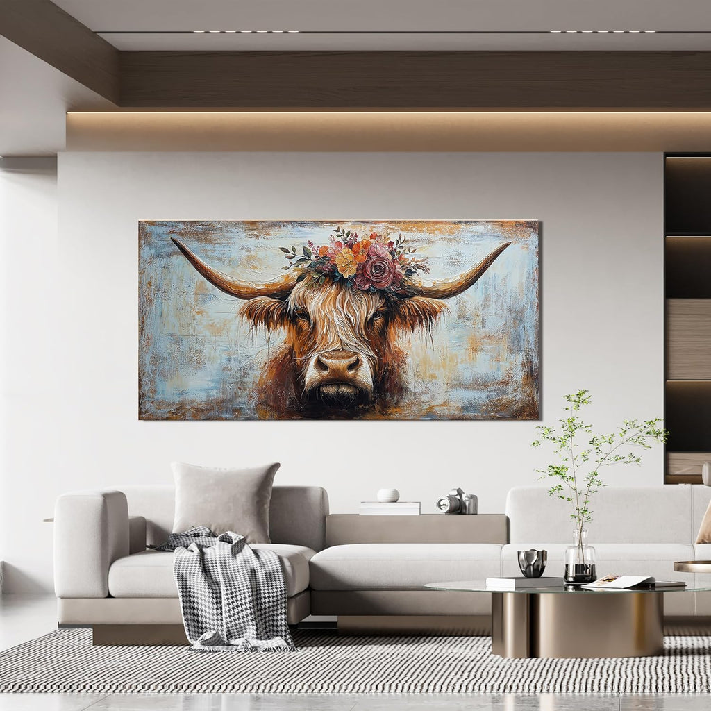 Canvas Wall Art Decor Wall Art Picutures Artwork for Wall Decor Highland Cow Wall Art Prints Vintage Wall Art