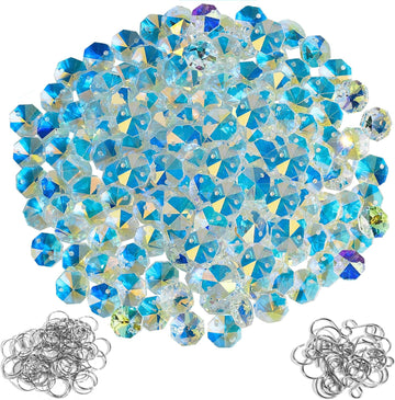 240Pcs Crystal Suncatcher Beads 150 14mm Crystal Glass Octagon Beads with 2 Hole Bulk Sun Catcher Supplies Chandelier