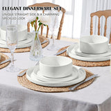 Stoneware Dinnerware Sets, 12-Piece Plates and Bowls Dish Set for 4, Kitchen Modern Dinning Dishware